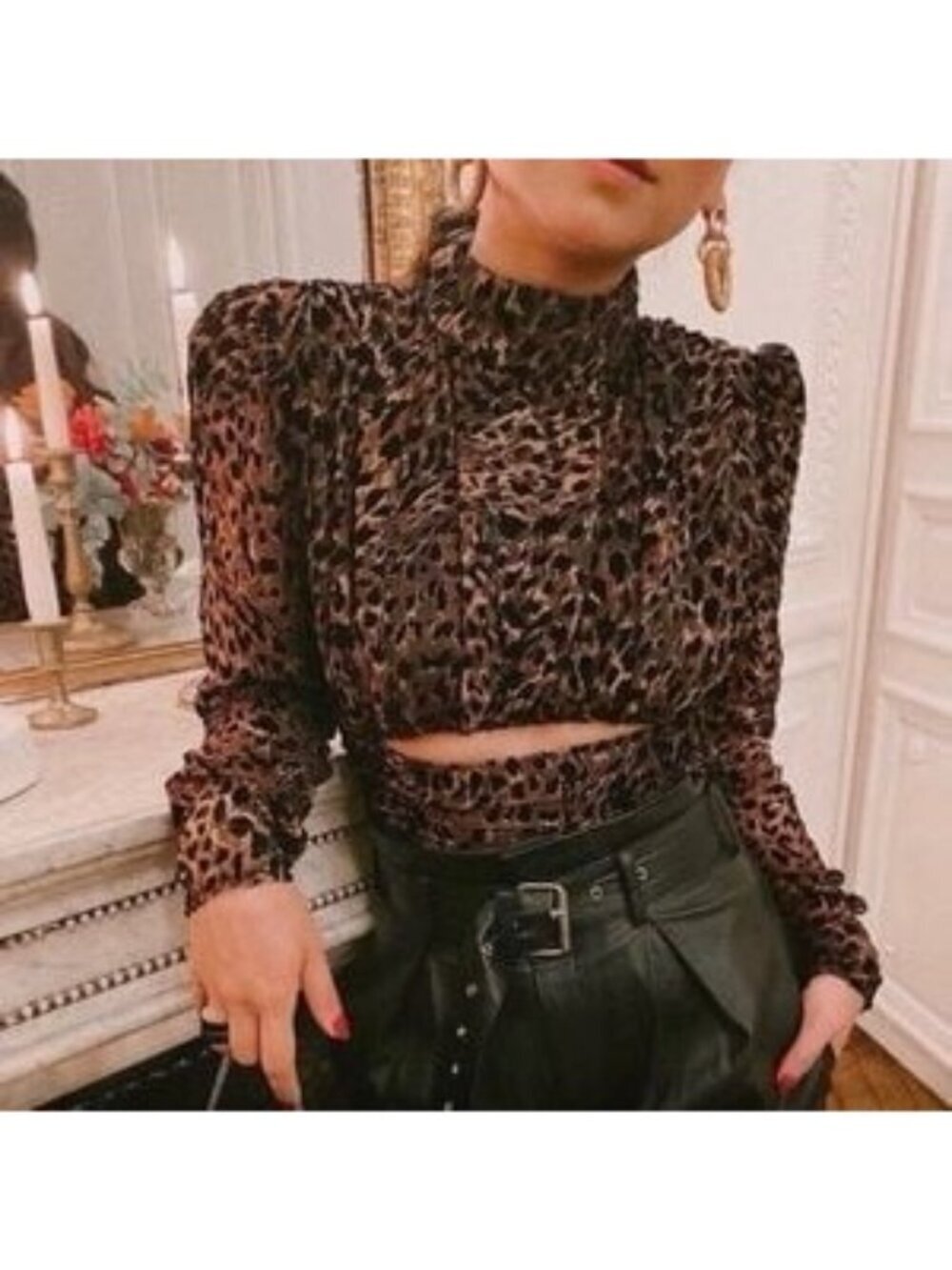 NWT Camila Coelho Kristi Top in Brown Leopard